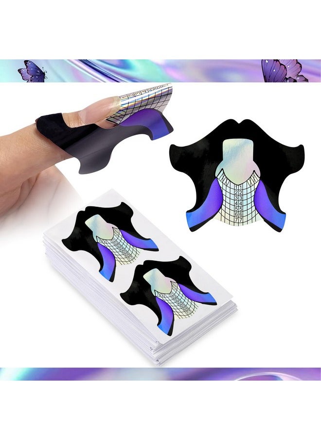 100pcs Nail Form Sticky Nail Forms for Builder Gel Reusable Sturdy Nail Extension Forms Nail Forms for Acrylic Nails Builder Gel Nail Forms, Self-Adhesive Paper Nail Forms Molds Builder NTF050-100pc
