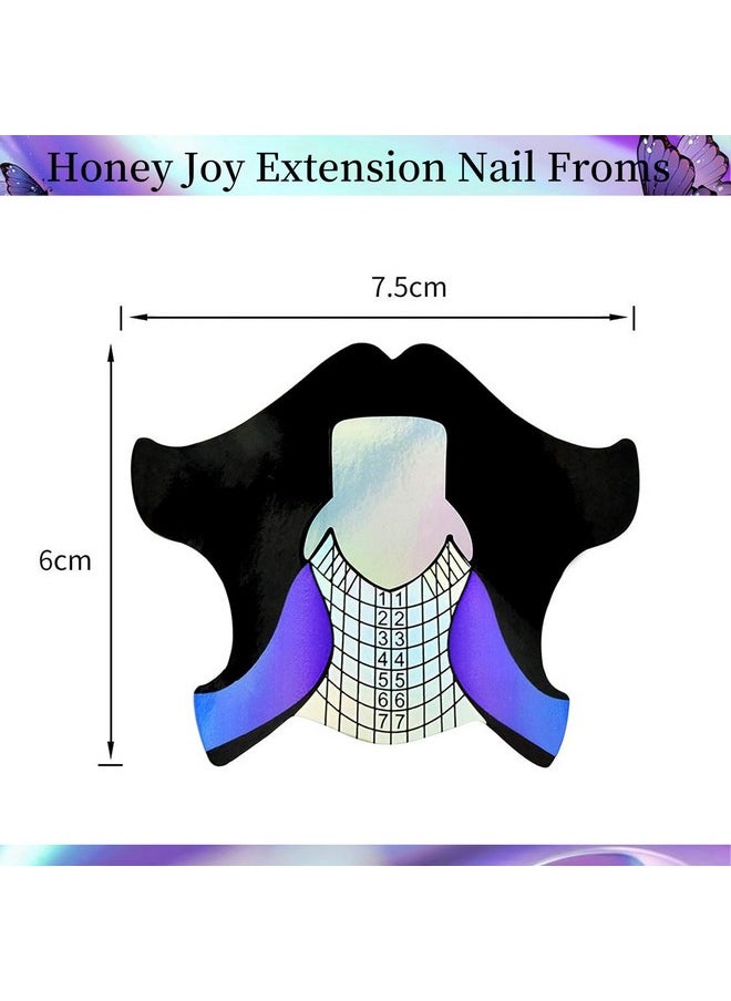 100pcs Nail Form Sticky Nail Forms for Builder Gel Reusable Sturdy Nail Extension Forms Nail Forms for Acrylic Nails Builder Gel Nail Forms, Self-Adhesive Paper Nail Forms Molds Builder NTF050-100pc