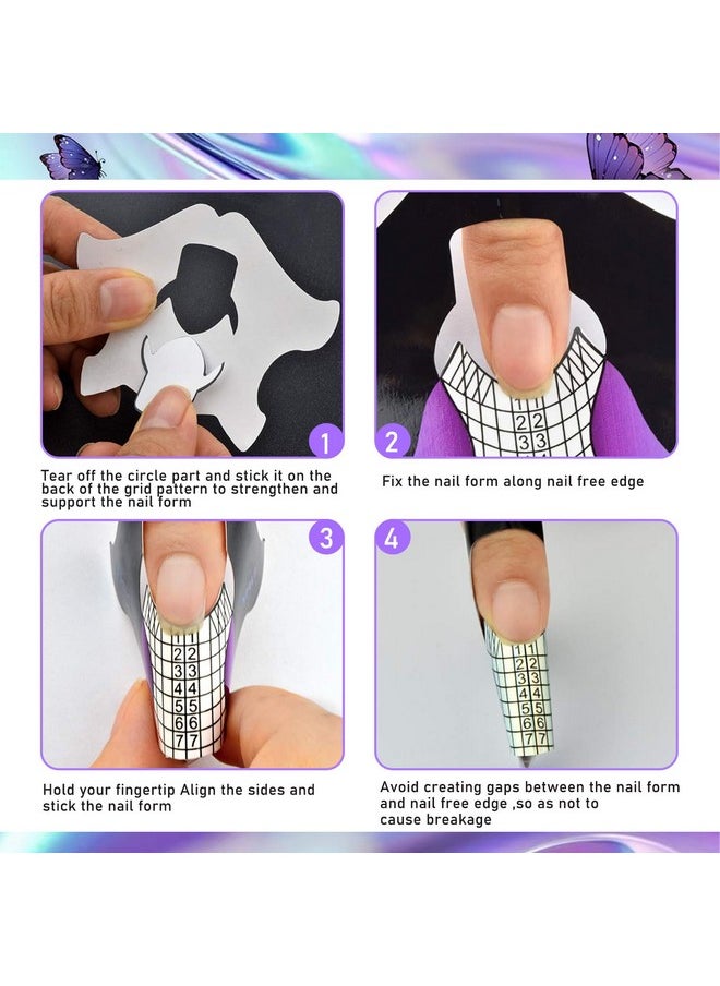 100pcs Nail Form Sticky Nail Forms for Builder Gel Reusable Sturdy Nail Extension Forms Nail Forms for Acrylic Nails Builder Gel Nail Forms, Self-Adhesive Paper Nail Forms Molds Builder NTF050-100pc