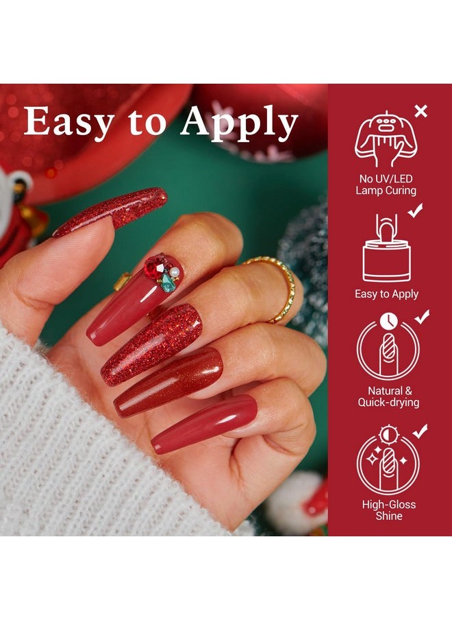 AZUREBEAUTY Christmas Dip Powder Nail Kit, 4 Colors Red Green Gold Glitter Dipping Powder System Liquid Set Recycling Tray, French Nail Art Base & Top Coat Activator DIY Salon.