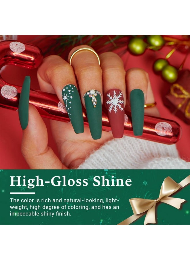 AZUREBEAUTY Christmas Dip Powder Nail Kit, 4 Colors Red Green Gold Glitter Dipping Powder System Liquid Set Recycling Tray, French Nail Art Base & Top Coat Activator DIY Salon.