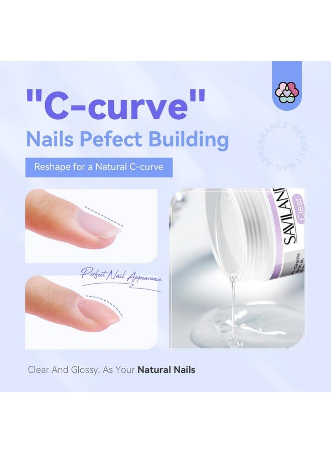 SAVILAND Builder Nail Gel Kit - 60g Clear Nail Extension Gel Set Nail Strengthen Nail Art Manicure Set with 100PCS Nail Forms and Acrylic Nail Brush for Beginners
