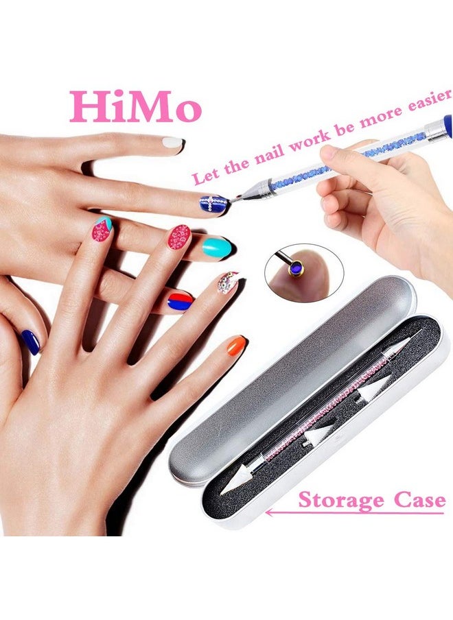 Nail Rhinestone Picker Dotting Tool with Extra 2 Wax Head, Dual-ended DIY Nail Art Tool With Pink Acrylic Handle