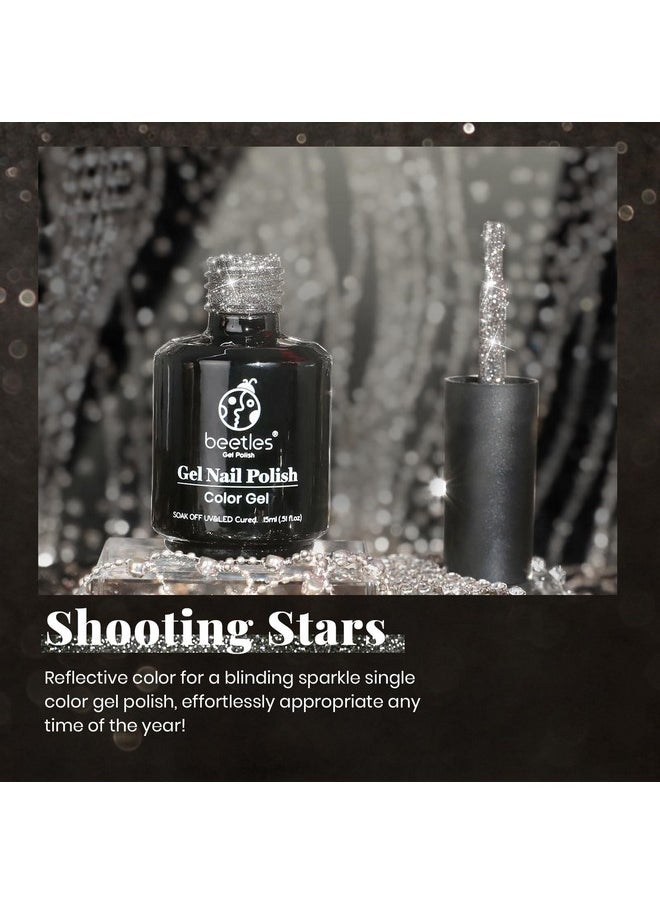 Beetles Black Glitter Gel Nail Polish, 1Pcs 15ML Glitter Gel Nail Polish Black Sparkle Reflective Shimmer Color Soak Off UV Lamp Disco Gel Polish Nail Art Manicure Salon DIY at Home Gifts for Her