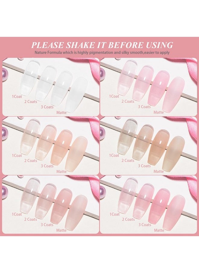 Artdone Sheer Gel Nail Polish Set Jelly UV Gel 6 Colors Translucent Milky White Pink Nude Brown Colors Nail Polish For All Seasons Neutral Soak off LED Lamp Gel Manicure Kit For Nail Art