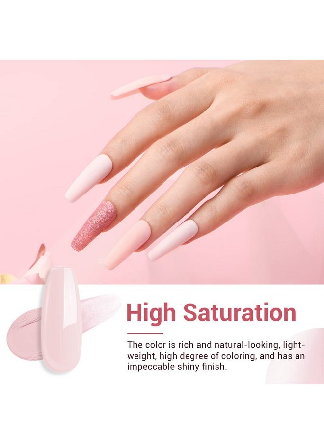 AZUREBEAUTY Dip Powder Nail Kit Starter, Transparent Nude Neutral Skin Pink Glitter, 4 Colors Dipping Powder Set All Seasons, French Nail Art Base Top Coat Activator Liquid Manicure DIY Salon 12 PCS