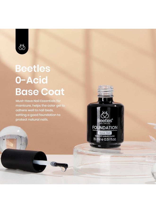 beetles Gel Polish Gel No Wipe Base Coat,15ml for Gel Nail Polish Soak Off LED Nail Lamp Gel Base Coat Upgraded Formula Long-Lasting DIY Home and Nail Salon Valentines Day Gifts for Her