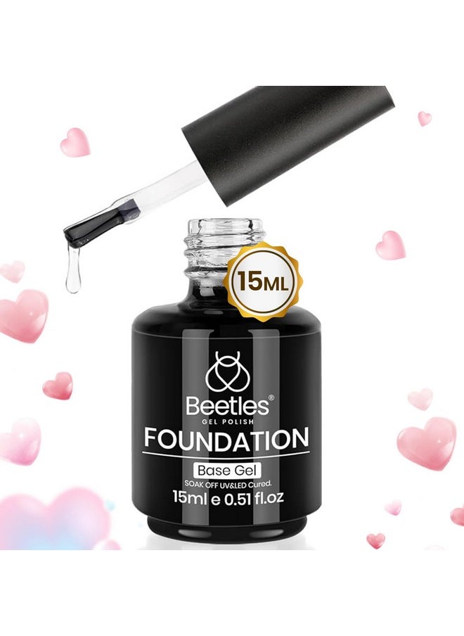 beetles Gel Polish Gel No Wipe Base Coat,15ml for Gel Nail Polish Soak Off LED Nail Lamp Gel Base Coat Upgraded Formula Long-Lasting DIY Home and Nail Salon Valentines Day Gifts for Her