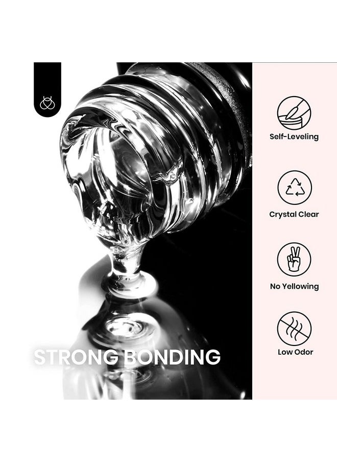 beetles Gel Polish 5 in 1 Nail Glue and No Wipe Top Coat Kit 2PCS 15ML for Gel Nails Easy Nail Extension Gel, Soak Off LED Gel Shine Finish and Long Lasting