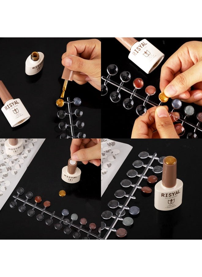 Tbestmax 720 Pcs Nail Polish Swatch Dots Round False Nail Display Tips Transparent Nail Art Color Display Chart with Adhesive Sticker for Nail Polish Training Practicing