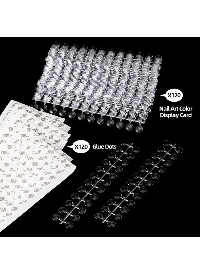Tbestmax 720 Pcs Nail Polish Swatch Dots Round False Nail Display Tips Transparent Nail Art Color Display Chart with Adhesive Sticker for Nail Polish Training Practicing