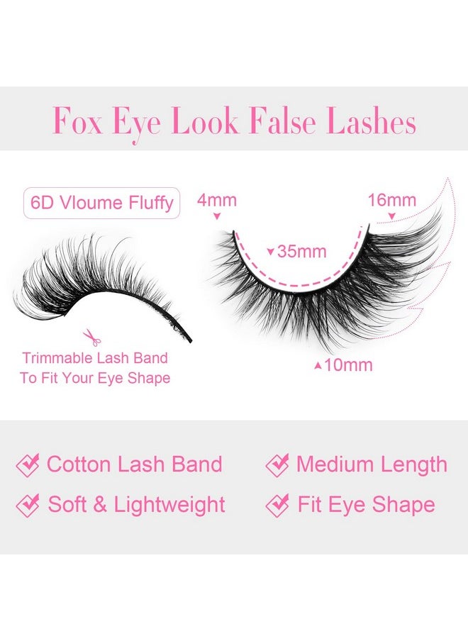 False Eyelashes Fox Cat Eye - Wispy Fluffy Strip Eyelashes 16mm Cat Eye 6D Faux Mink Fake Eyelashes Pack 14 Pairs by EMEDA(HX2-1）