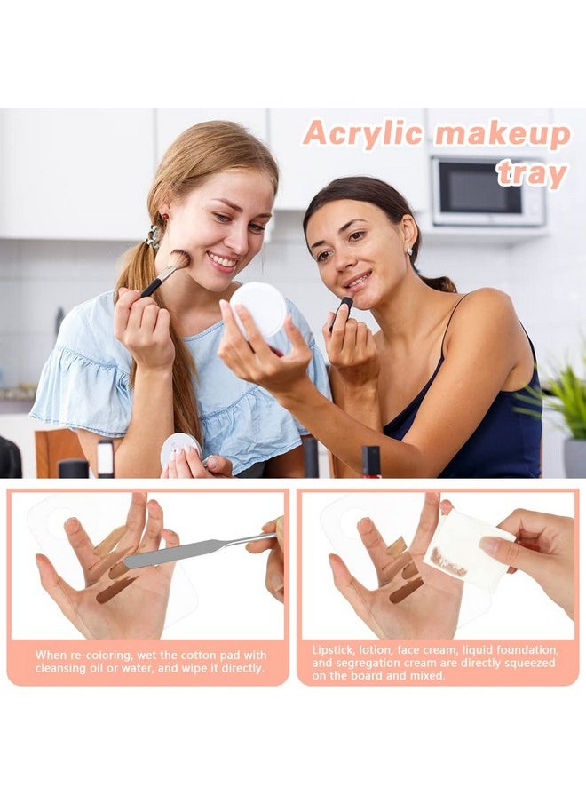 Aolso Acrylic Cosmetic Makeup Palette, 3PCS Makeup Mixing Palette With Spatula Makeup Artist Tool, Professional Cosmetic Mixing Makeup Palette For Mixing Eye Shadow/Eyelash/Nail Art/Foundation