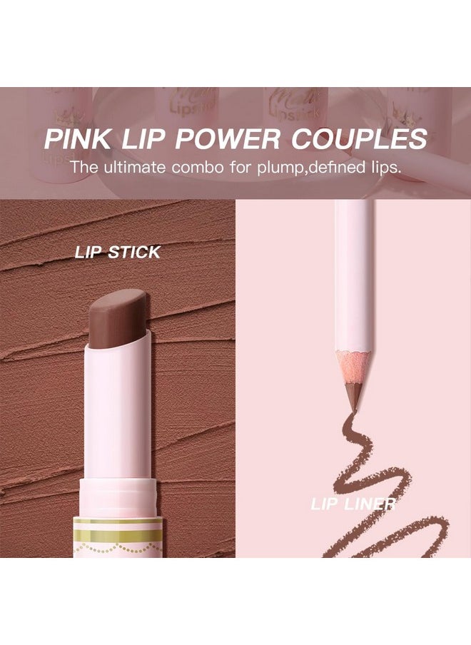 USHAS Lipstick and Lip Liner Combo Set 2 in 1 Waterproof Lipstick for Women Lip liner Set Long Lasting Lipstick, Matte Lipstick Pen with Lip Liner Set Makeup Kits (S9, Pack of 1)