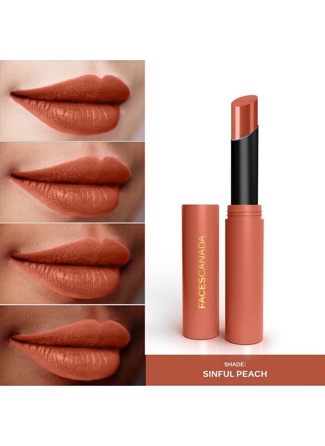 FACESCANADA Long Stay 3-In-1 Matte Lipstick - Sinful Peach 05, 2 Gm