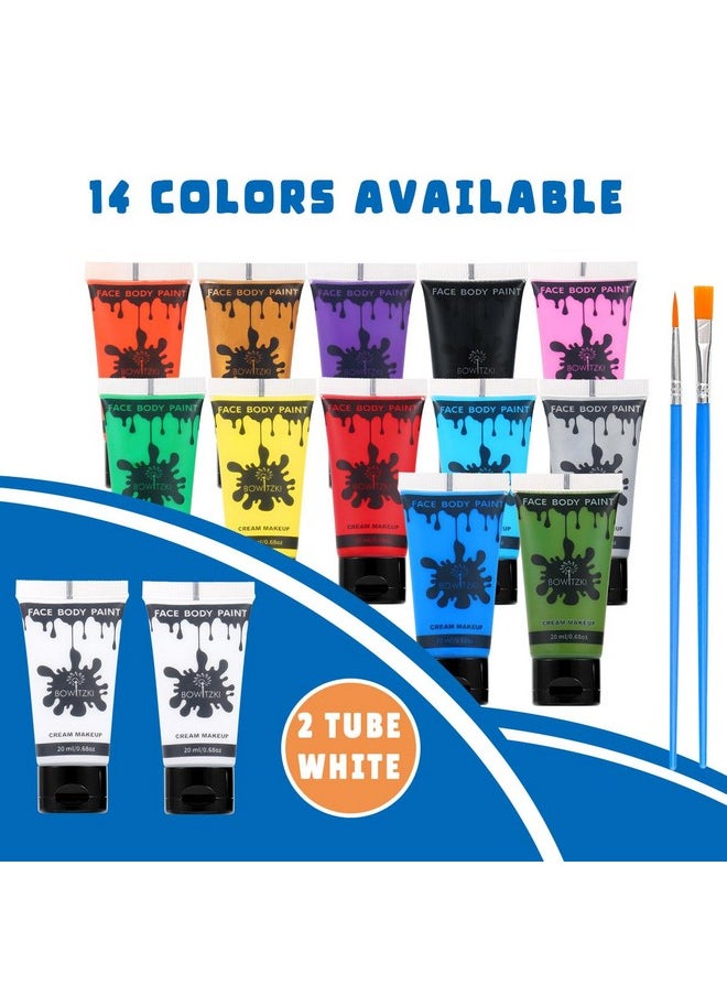 Bowitzki 14 Colors Face Body Paint Set Cream Makeup 20ml Water Based Face Painting Special Effects For Adults Children Kids Halloween Christmas Party Stage Cosplay 0.7OZ Each