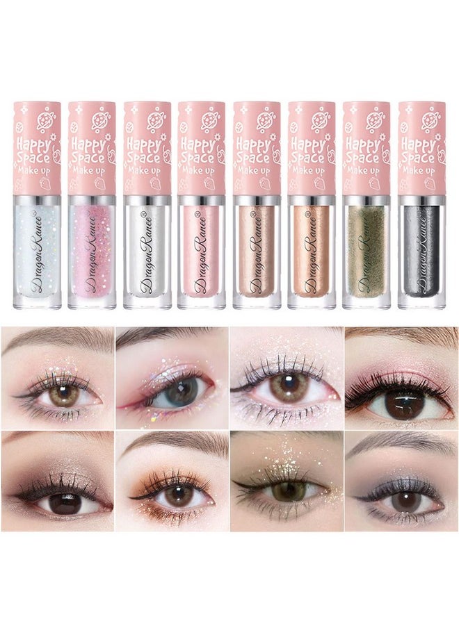 SUMEITANG 8Pcs Liquid Glitter Eyeshadow，Highly Pigmented Shimmer Metallic Sparkling Eye shadow，Multi-Dimensional Sparkle Finish，Long Wearing，Quick-Drying Liquid Eyeshadow for Crystal Eye Makeup