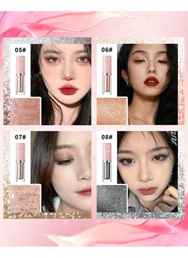 SUMEITANG 8Pcs Liquid Glitter Eyeshadow，Highly Pigmented Shimmer Metallic Sparkling Eye shadow，Multi-Dimensional Sparkle Finish，Long Wearing，Quick-Drying Liquid Eyeshadow for Crystal Eye Makeup
