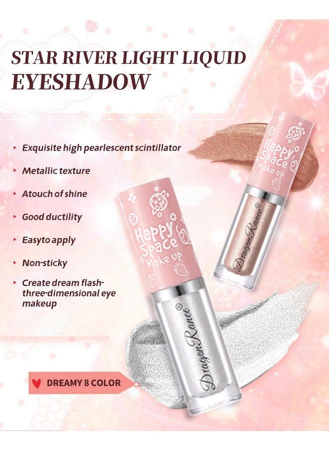 SUMEITANG 8Pcs Liquid Glitter Eyeshadow，Highly Pigmented Shimmer Metallic Sparkling Eye shadow，Multi-Dimensional Sparkle Finish，Long Wearing，Quick-Drying Liquid Eyeshadow for Crystal Eye Makeup