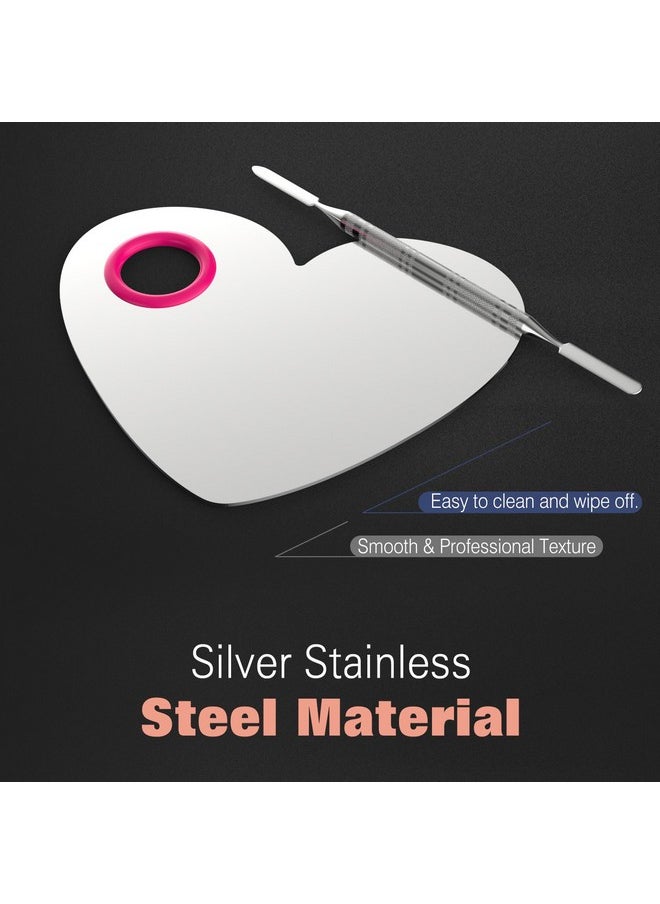Luxspire Makeup Mixing Palette, Stainless Steel Cosmetics Makeup Palette Foundation Cream Mixing Blending Artist Tool Makeup Tools with Spatula for Eyeshadow, Lipsticks, Nail Art