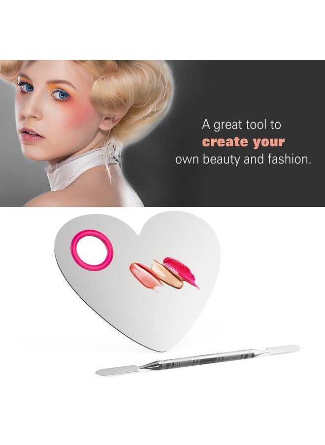 Luxspire Makeup Mixing Palette, Stainless Steel Cosmetics Makeup Palette Foundation Cream Mixing Blending Artist Tool Makeup Tools with Spatula for Eyeshadow, Lipsticks, Nail Art