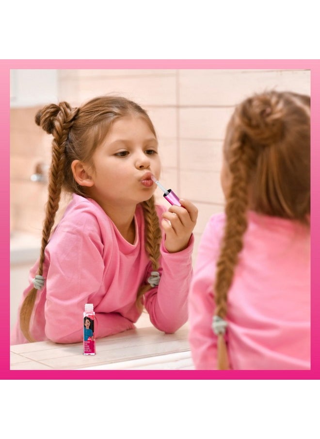 Townley Girl Barbie 7 pcs Kids Lip Gloss Set | Vegan Girls Makeup for Ages 3