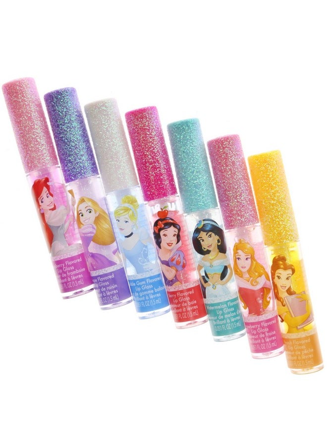 Townley Girl Disney Princess Super Sparkly Lip Gloss Set, 0.05 Fl Oz (Pack of 7)