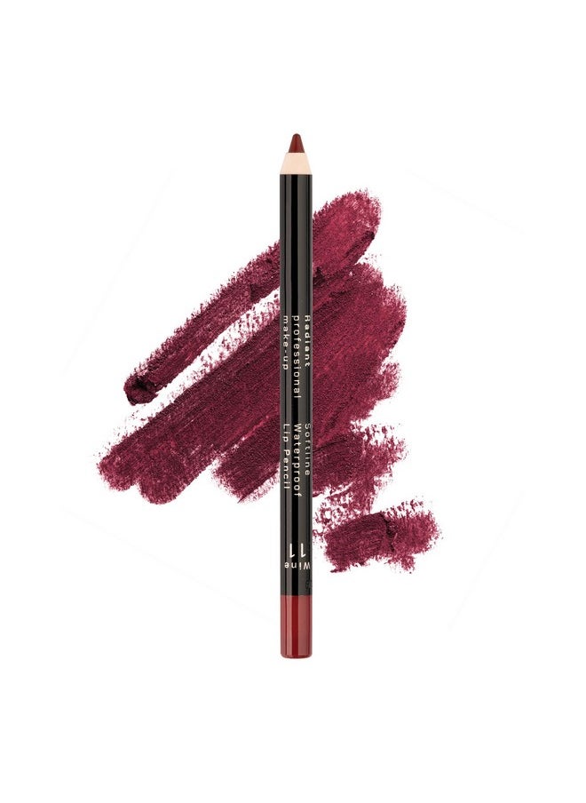 Radiant Professional Waterproof Lip Liner Pencil - Long Lasting Lip Liner Pencil for Defined Lips - Soft & Creamy Lipliner Pencil with Vitamin E - Longwearing Lip liner Pencil 1.20g (11 WINE)