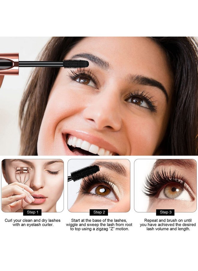 2 Pack Mascara Black Volume and Length, Natural Waterproof Smudge-Proof 4D Silk Fiber Lash Mascara Long-Lasting, Adds Length, Depth & Glamour Effortlessly