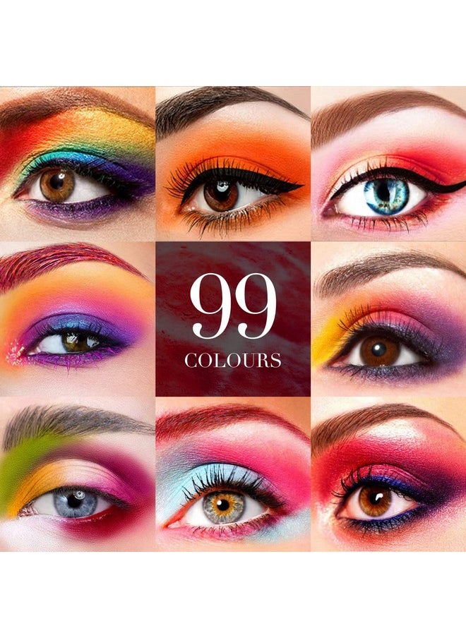 99 Colors Eyeshadow Palette, Rainbow Colors Eyeshadow Palette, Professional Matte Glitter Makeup Pallet, Colorful Powder Long Lasting Highly Pigmented Eye Shadow Halloween Christmas Gift Box for Women