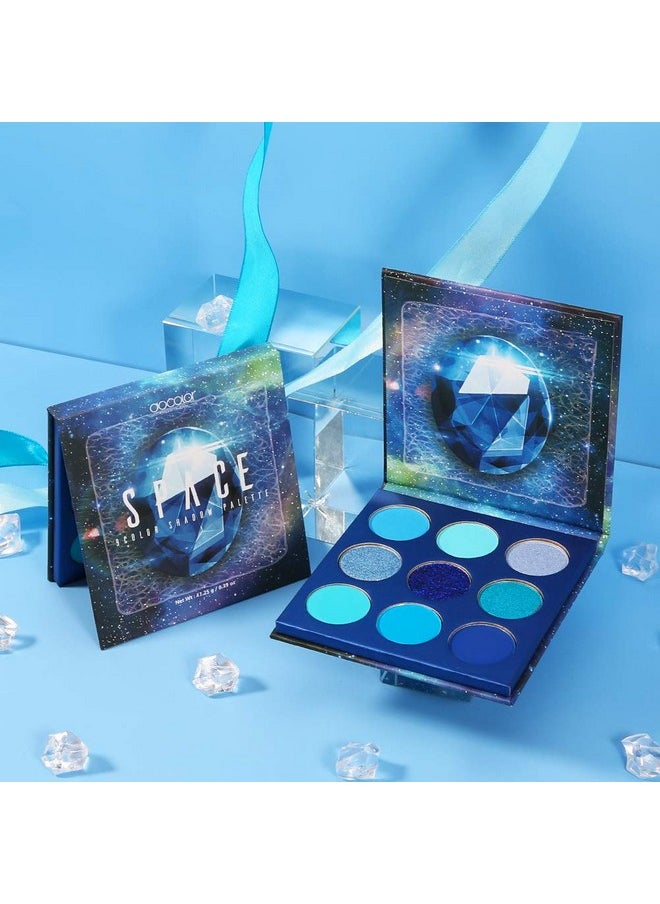 docolor Eyeshadow Palette 9 Colors Blue Eyeshadow Gemstone Shadow Palette Highly Pigmented Mattes Shimmers Naked Smokey Glitter Cream Colorful Powder Blendable Long Lasting Waterproof Makeup Palette