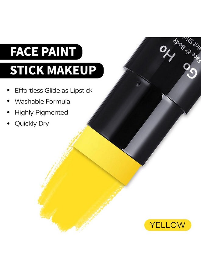 Go Ho Yellow Face Body Paint Stick,Water Based Washable Yellow Face Paint Stick,Non-toxic Full-coverage Cream Yellow Body Paint for Adults Children Halloween Cosplay SFX Makeup