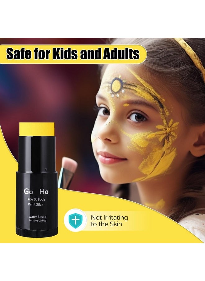 Go Ho Yellow Face Body Paint Stick,Water Based Washable Yellow Face Paint Stick,Non-toxic Full-coverage Cream Yellow Body Paint for Adults Children Halloween Cosplay SFX Makeup