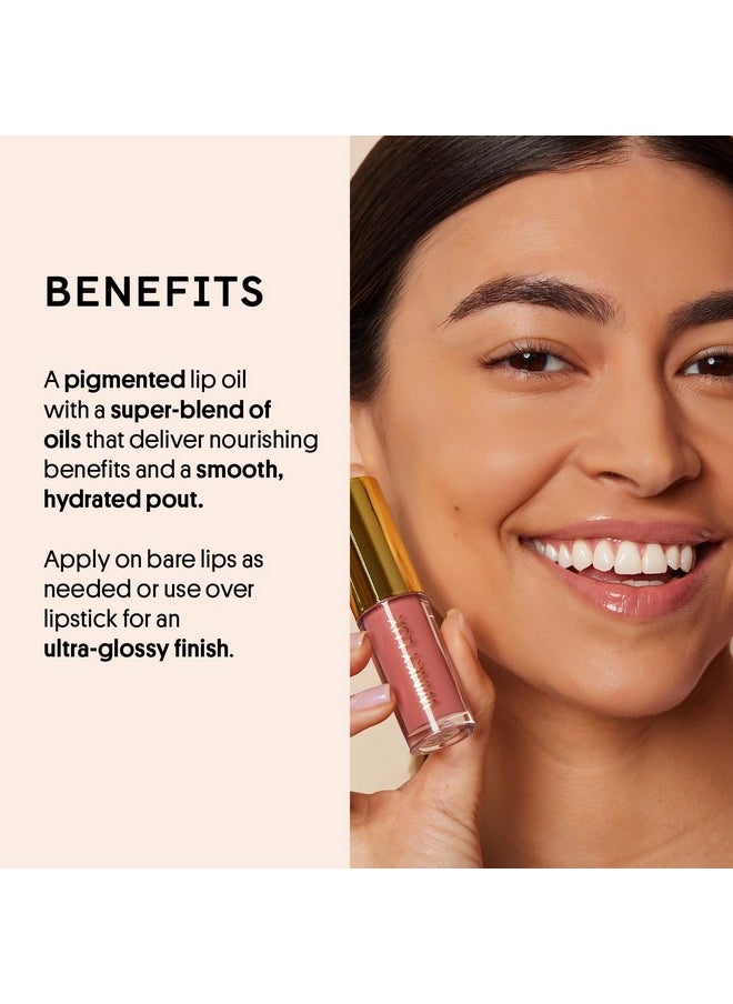 Winky Lux Very There Lip Oil, Hydrating Nude Pink Tint with Jojoba Oil, Non-Sticky Glossy Lip Oil, Tinted Pink Gloss for Juicy Lip, Muse
