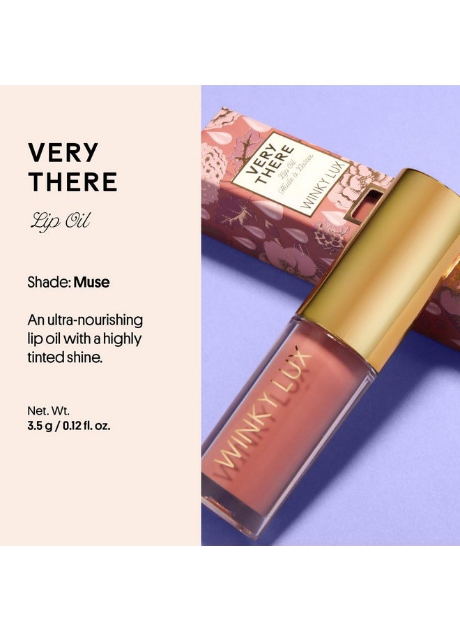 Winky Lux Very There Lip Oil, Hydrating Nude Pink Tint with Jojoba Oil, Non-Sticky Glossy Lip Oil, Tinted Pink Gloss for Juicy Lip, Muse