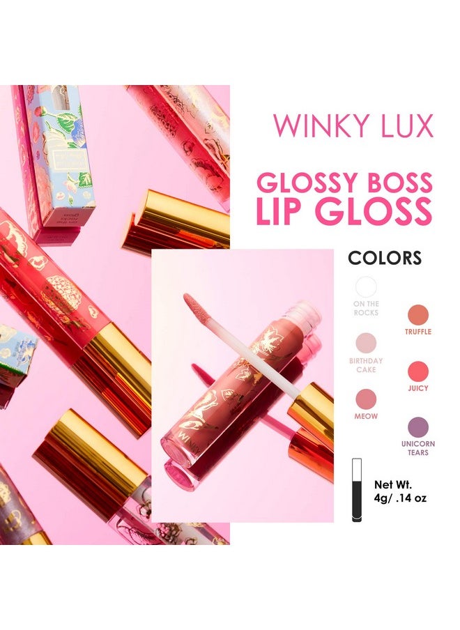 Winky Lux Glossy Boss Lip Gloss, Lip Gloss for Daily Lasting Shine, Makeup Infused With Natural Vanilla and Castor Seed Oil for an All-Day Moisture Booster, 0.14 Oz, Birthday Cake