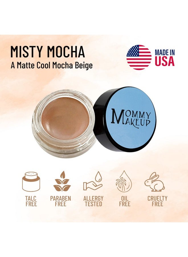 Mommy Makeup Waterproof Cream Eyeshadow | Any Wear Creme in Misty Mocha (A Matte Cool Mocha Beige) for Eyes, Cheeks & Lips | Ultimate Multi-tasking Cream to Powder Eye Shadow