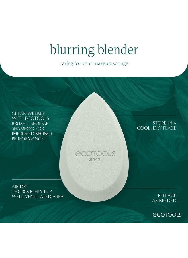 EcoTools Blurring Blender Makeup Sponge, Makeup Blending Sponge For Blurred Skin, For Liquid & Cream Foundation, Eco Friendly & Latex Free, Cruelty-Free & Vegan 1 Count