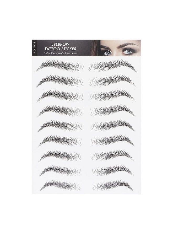 6D Eyebrow Sticker Professional Waterproof Eyebrow Transfer Sticker Eyebrow Makeup Tool for Women and Girls (Black)(BLACK-01)