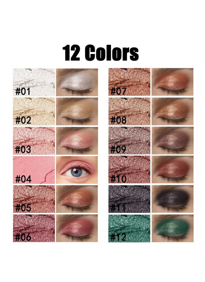 DekRion Eyeshadow Stick, Shimmer-Cream Eye Shadow Pencil, Eye Shadow Sticks Long-Lasting Waterproof, Glitter Eyeshadows Stick with Soft Brush for Eyeshadows Makeup(01Silvery-white)