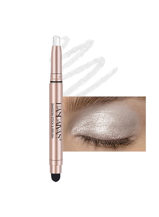 DekRion Eyeshadow Stick, Shimmer-Cream Eye Shadow Pencil, Eye Shadow Sticks Long-Lasting Waterproof, Glitter Eyeshadows Stick with Soft Brush for Eyeshadows Makeup(01Silvery-white)