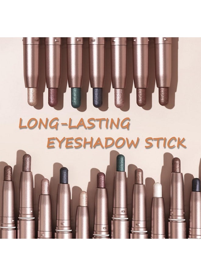 DekRion Eyeshadow Stick, Shimmer-Cream Eye Shadow Pencil, Eye Shadow Sticks Long-Lasting Waterproof, Glitter Eyeshadows Stick with Soft Brush for Eyeshadows Makeup(01Silvery-white)