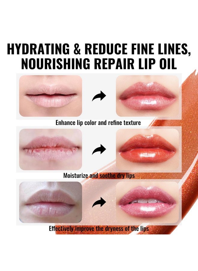 Oulac Purple Lip Gloss High-shine Moisturizing Lip Gloss Oil Liquid Lipstick Non-stick Cup Glitter Lipstick Lip Tint Reduce Fine Lines Lip Glaze For Dry Lip C14
