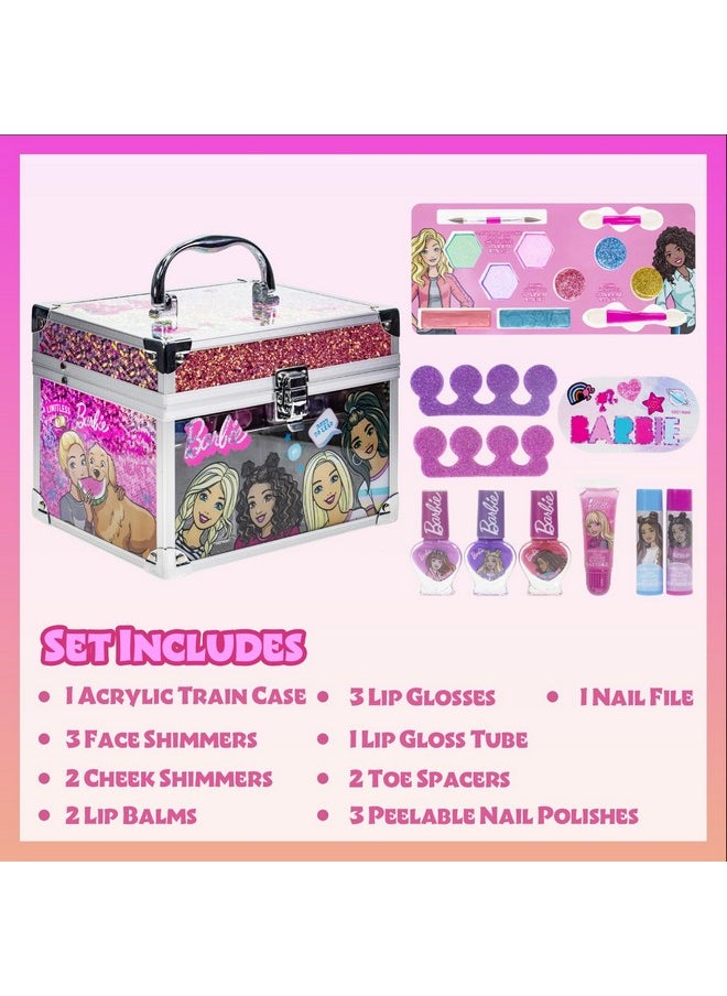 Barbie Movie Kids Makeup Kit for Girls, Real Washable Toy Makeup Set, Barbie Gift, Play Makeup and Pretend Play Toys Ages 3 4 5 6 7 8 9 10 11 12, by Townley Girl