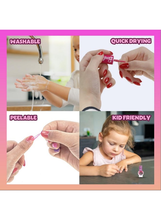 Barbie Movie Kids Makeup Kit for Girls, Real Washable Toy Makeup Set, Barbie Gift, Play Makeup and Pretend Play Toys Ages 3 4 5 6 7 8 9 10 11 12, by Townley Girl