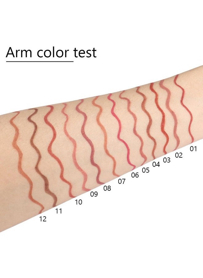 12 Pcs Natural Nude Brown Beige Colors Lip Liner Lipstick Pencils Set for Daily Makeup,Easy to Apply & Remove,Waterproof