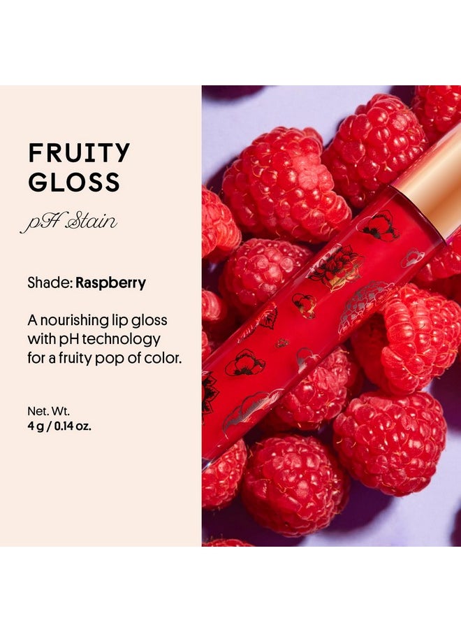 Winky Lux Fruity Gloss pH Lip Stain, Non Sticky Lip Gloss, Tinted Lip Oil, Lip Lacquer, Yummy Fruit Lipgloss, Jojoba Oil for Hydration & Shine, Raspberry