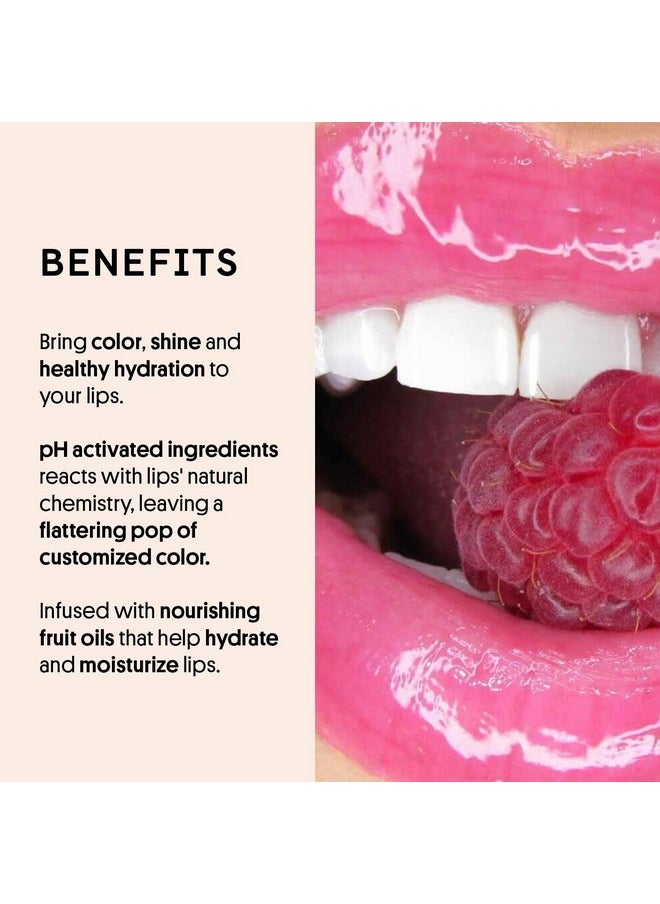 Winky Lux Fruity Gloss pH Lip Stain, Non Sticky Lip Gloss, Tinted Lip Oil, Lip Lacquer, Yummy Fruit Lipgloss, Jojoba Oil for Hydration & Shine, Raspberry