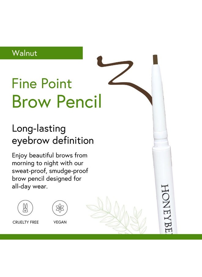 Honeybee Gardens Fine Point Brow Pencil, Walnut, Long-Lasting Eyebrow Definition, Vegan, Cruelty-Free Beauty