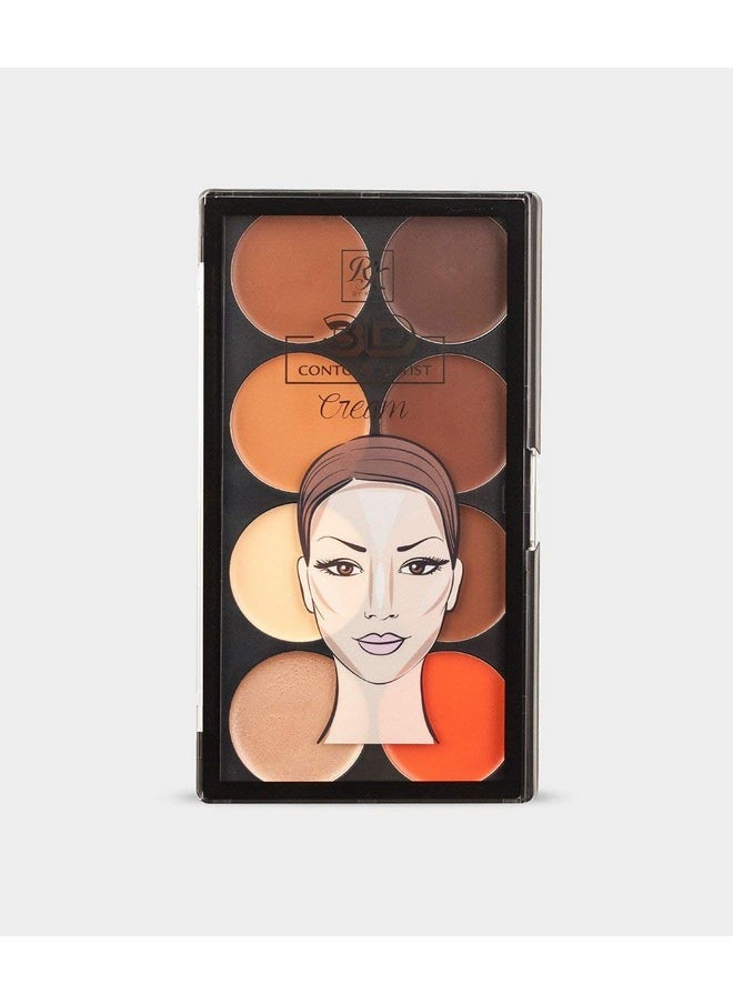 Ruby Kisses Flawless Finish with 3D Contour Cream Makeup Palette - Lightweight, Multi-Palette, Contouring Foundation, Creamy, Sculpt &Highlighting, Define Cheekbones (Light Medium)